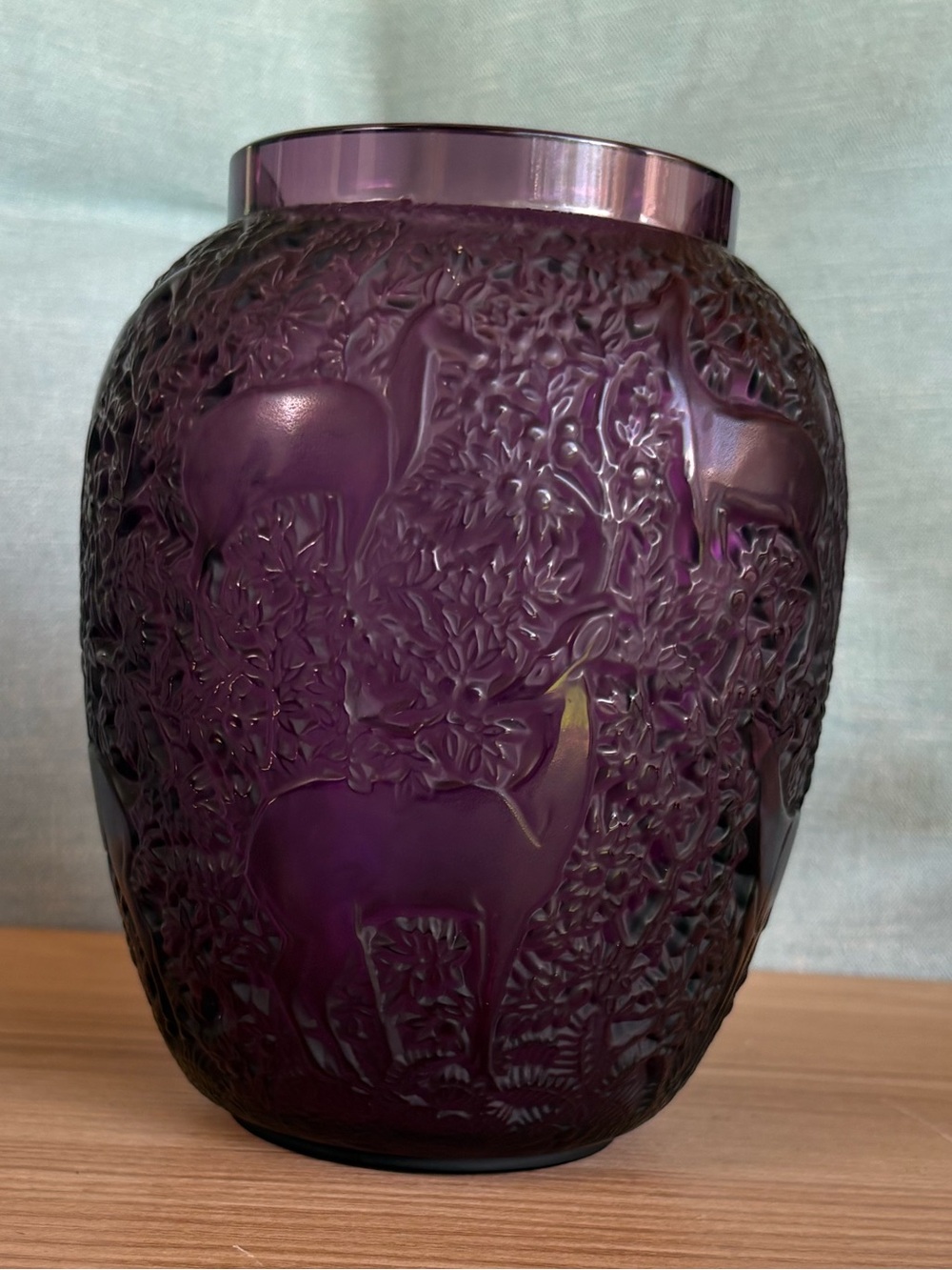 Amethyst Lalique Biches Vase